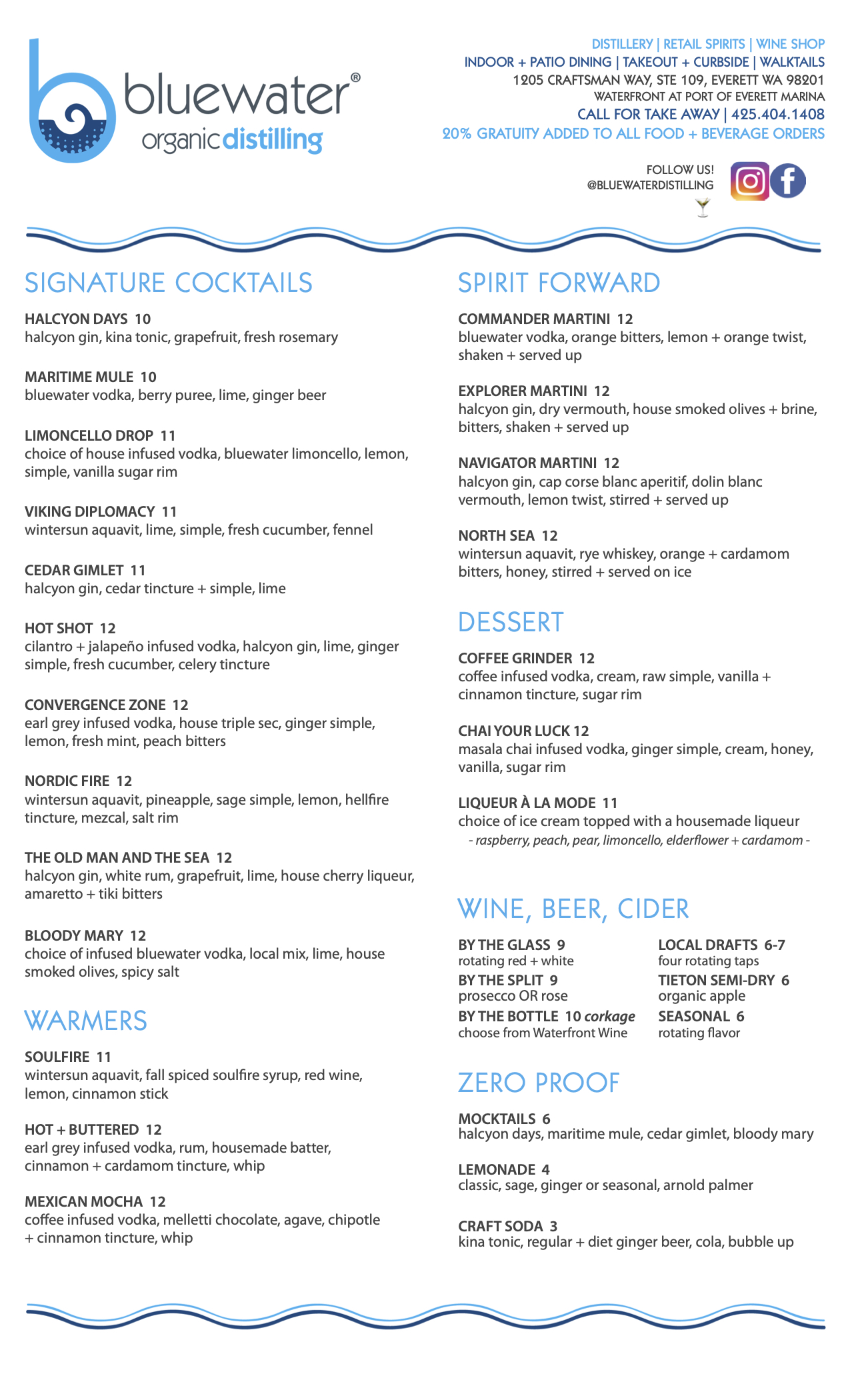 Fall Winter Cocktails Covid Special Menu